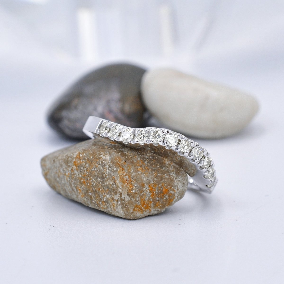 Fashionable 0.30 CT Round Cut Diamond Wedding Band in 14KT White Gold