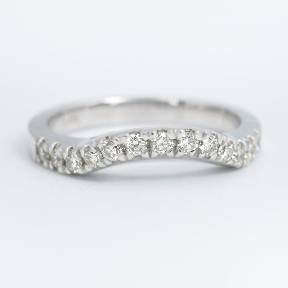 Fashionable 0.30 CT Round Cut Diamond Wedding Band in 14KT White Gold
