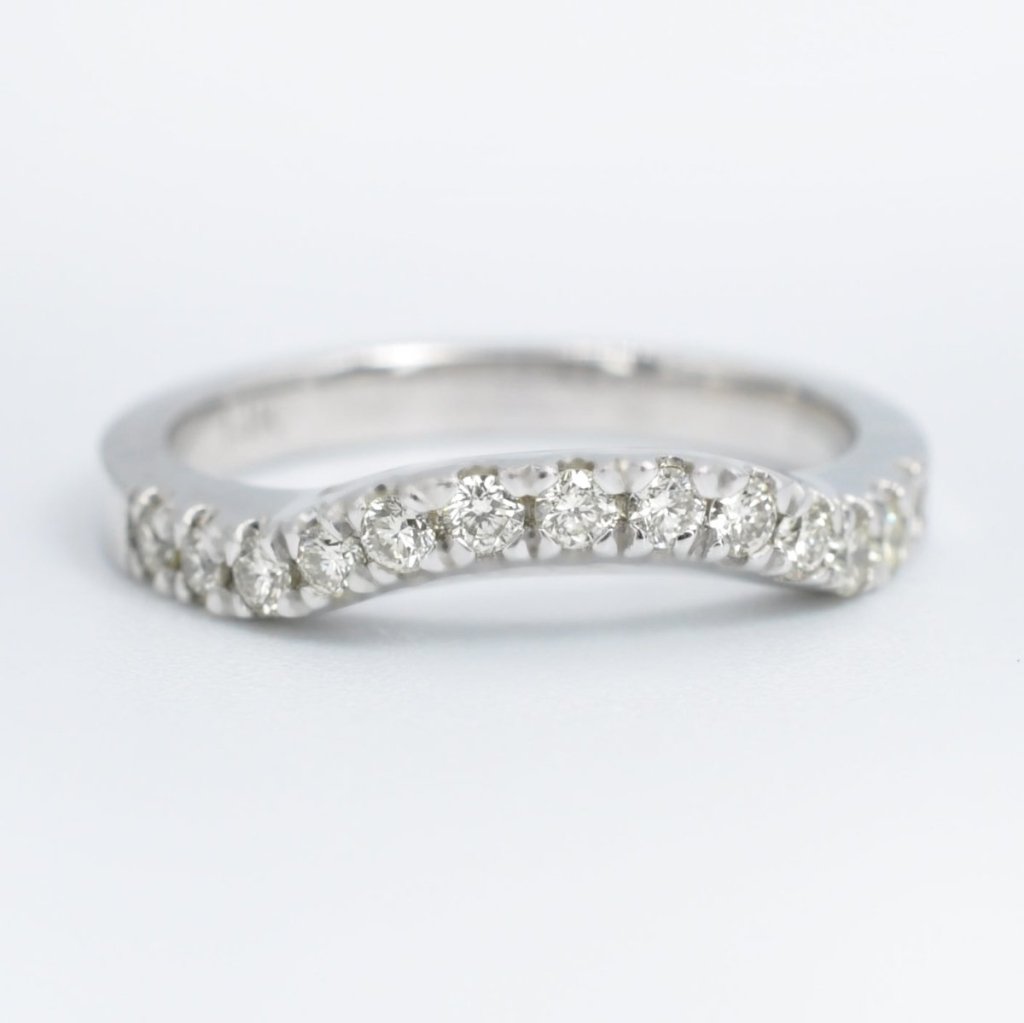 Fashionable 0.30 CT Round Cut Diamond Wedding Band in 14KT White Gold
