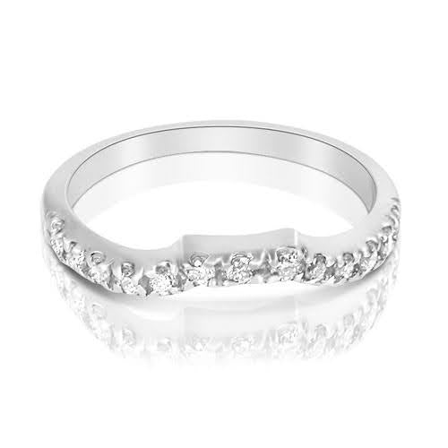 Fashionable 0.30 CT Round Cut Diamond Wedding Band in 14KT White Gold - Primestyle.com