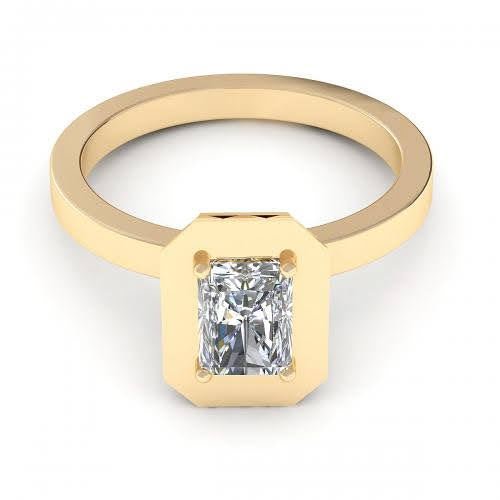 Fashionable 1.00CT Radiant Cut Diamond Solitaire Ring in 18KT Yellow Gold - Primestyle.com