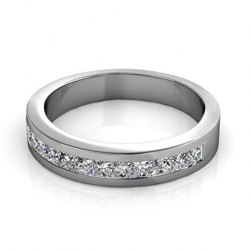 Fashionable 1.10CT Princess Cut Diamond Wedding Band in Platinum