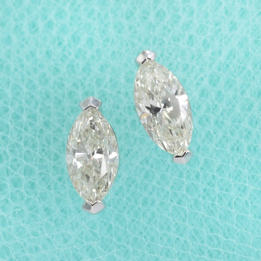 Fashionable 2.00CT Marquise Cut Diamond Stud Earrings in 14KT White Gold