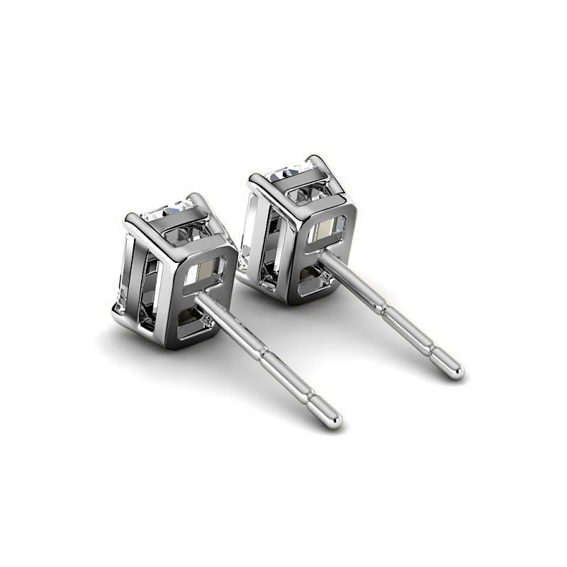 Four-Prong 0.60-5.00 CT Emerald Cut Lab Grown Diamonds - Stud Earrings - Primestyle.com