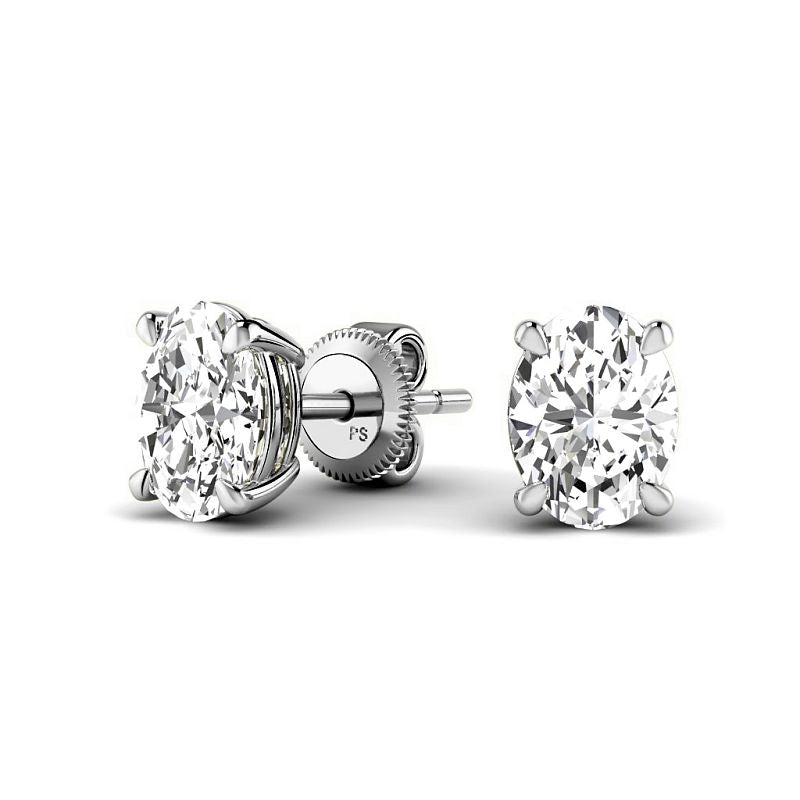 Four-Prong 0.60-5.00 CT Oval Cut Lab Grown Diamonds - Stud Earrings - Primestyle.com