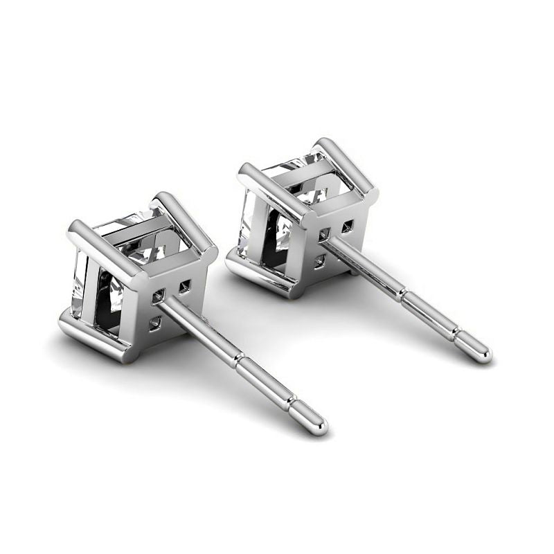 Four - Prong 0.60 - 5.00 CT Princess Cut Lab Grown Diamonds - Stud Earrings - Primestyle.com
