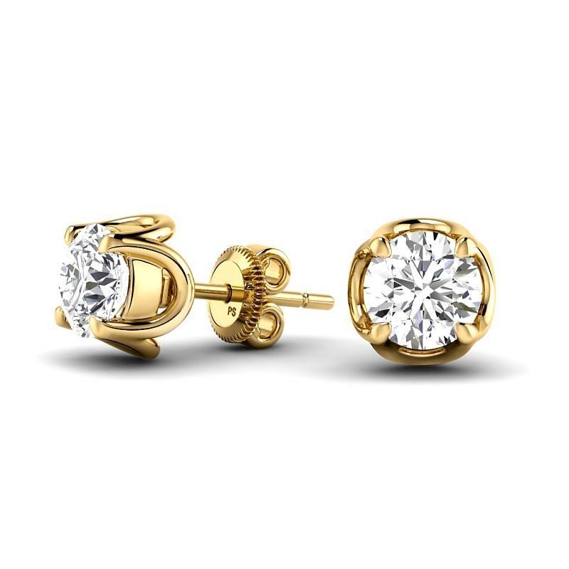 Four - Prong 0.60 - 5.00 CT Round Cut Lab Grown Diamonds - Stud Earrings - Primestyle.com