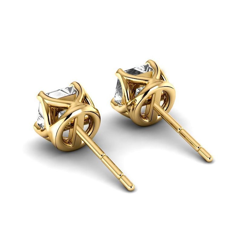 Four-Prong Curved 0.60-5.00 CT Princess Cut Lab Grown Diamonds - Stud Earrings