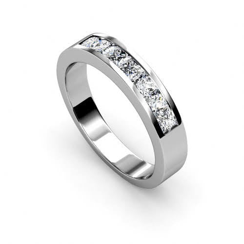 Gorgeous 2.35 CT Round and Princess Cut Diamond Bridal Set in 14 KT White Gold