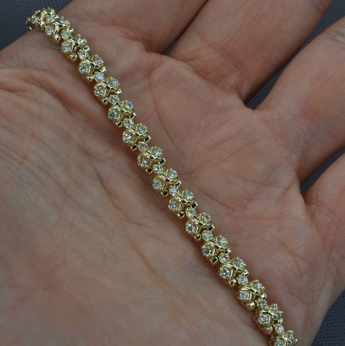 Guaranteed 3.00 CT Round Cut Diamond Bracelet in 18KT Yellow Gold - Primestyle.com