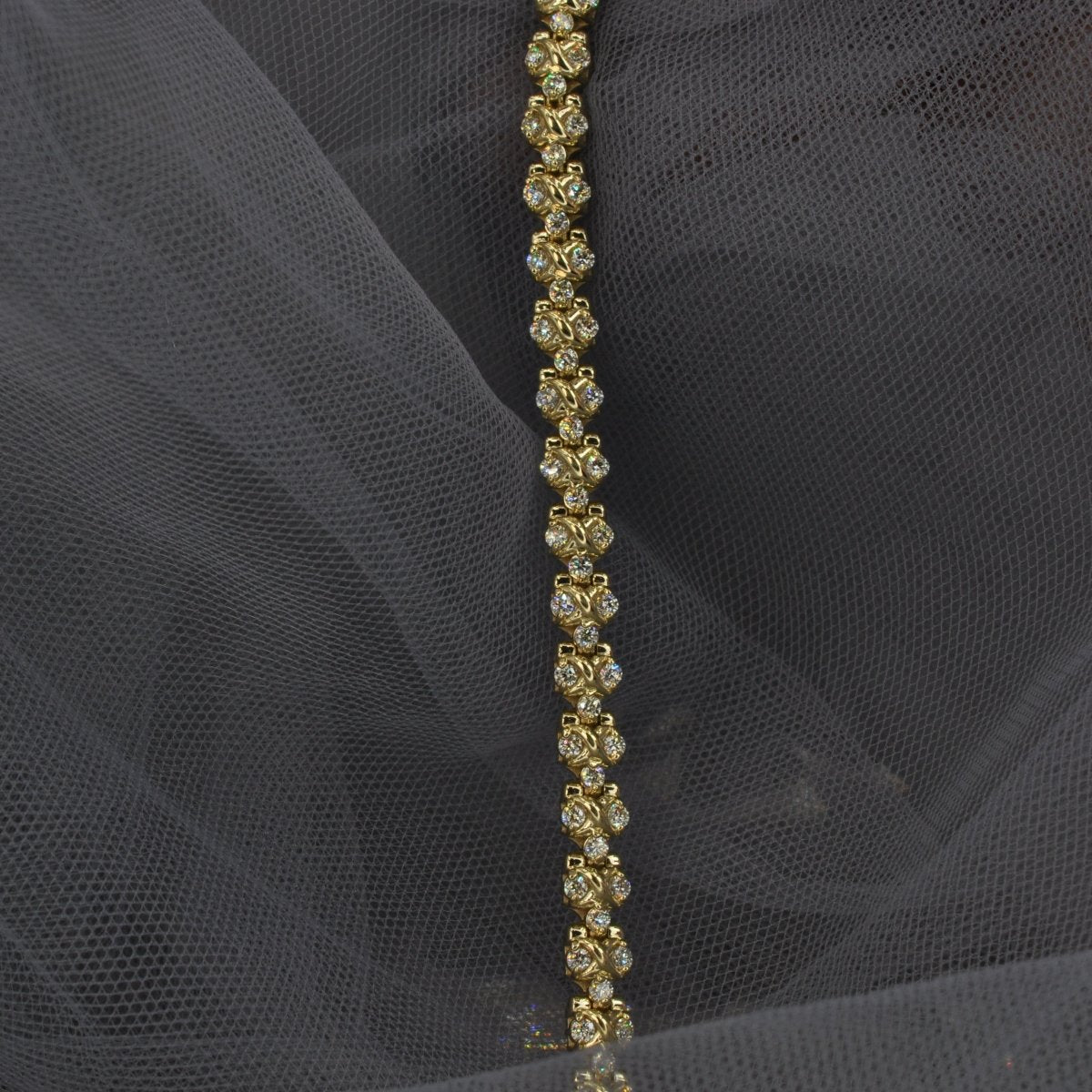 Guaranteed 3.00 CT Round Cut Diamond Bracelet in 18KT Yellow Gold - Primestyle.com