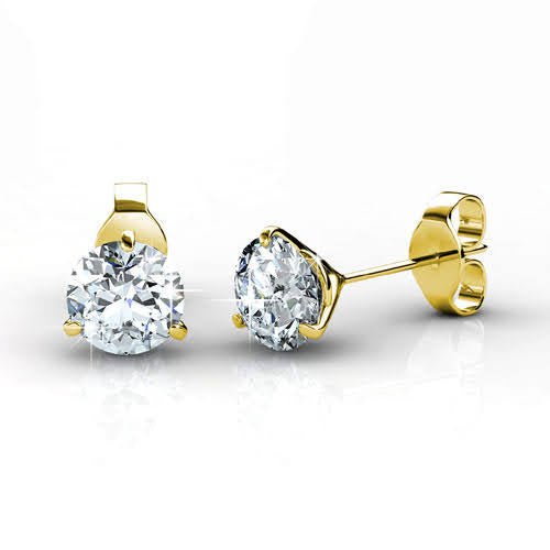 Limited 0.25CT Round Cut Diamond Stud Earrings in 14KT Yellow Gold - Primestyle.com