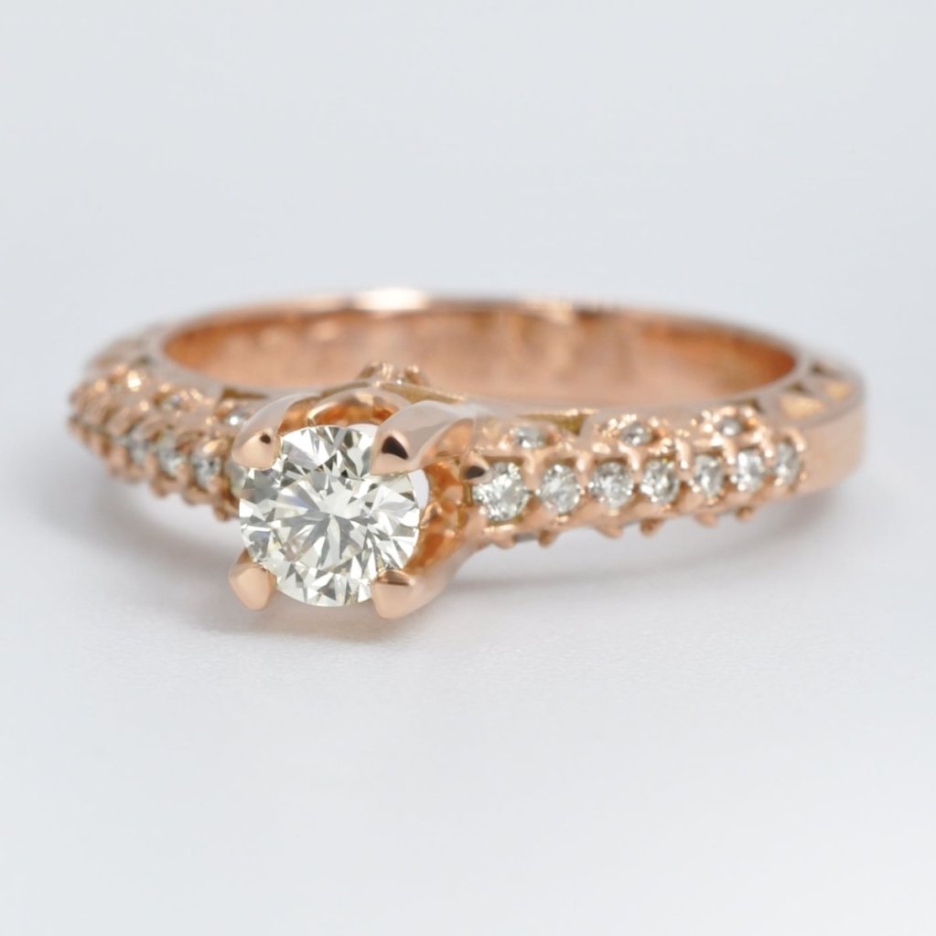 Limited 0.60 CT Round Cut Diamond Engagement Ring in 14K Rose Gold