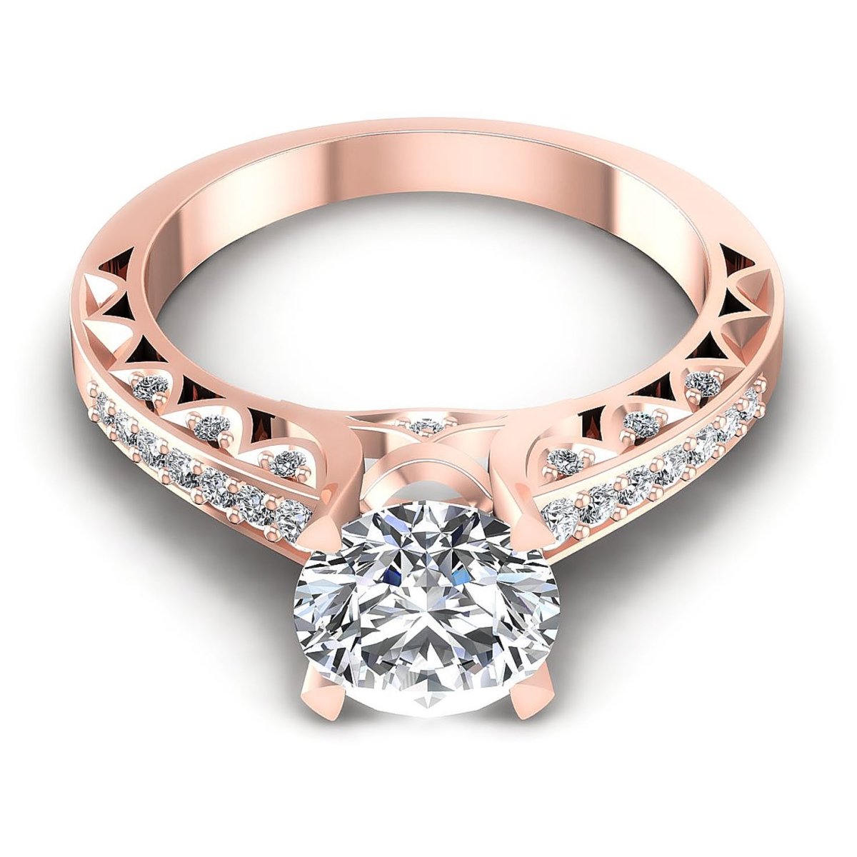 Limited 0.60 CT Round Cut Diamond Engagement Ring in 14K Rose Gold - Primestyle.com
