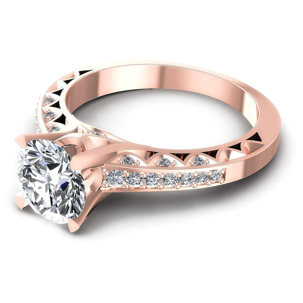 Limited 0.60 CT Round Cut Diamond Engagement Ring in 14K Rose Gold - Primestyle.com