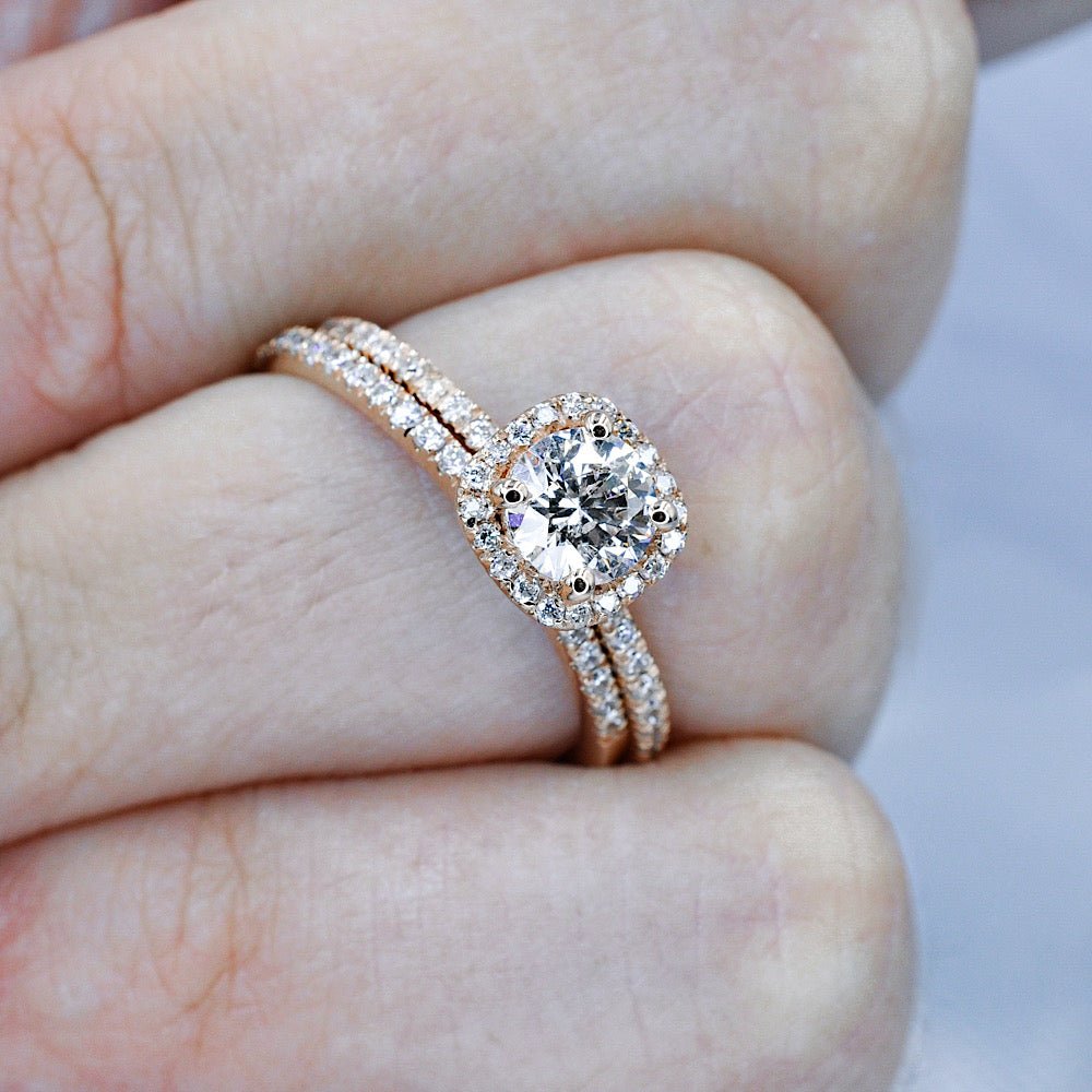 Limited 1.05CT Round Cut Diamond Bridal Set in 14kt Rose Gold - Primestyle.com