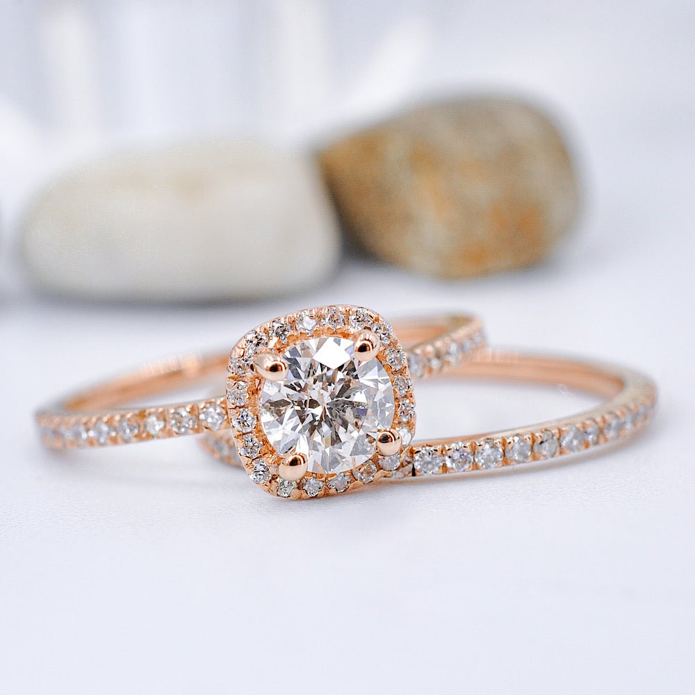 Limited 1.05CT Round Cut Diamond Bridal Set in 14kt Rose Gold - Primestyle.com