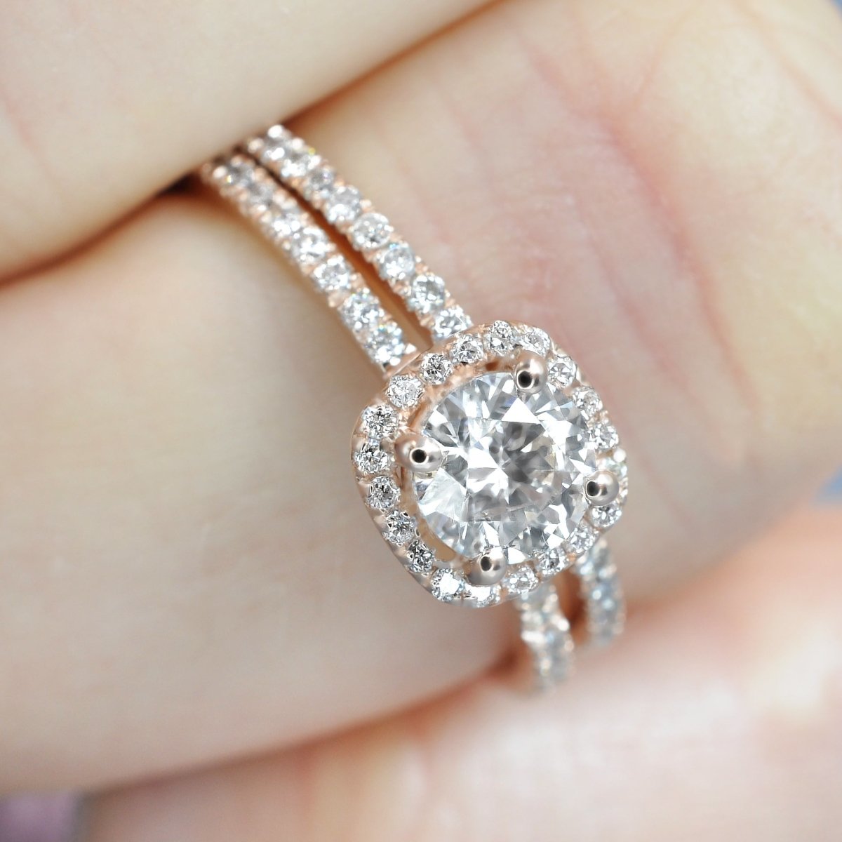 Limited 1.05CT Round Cut Diamond Bridal Set in 14kt Rose Gold - Primestyle.com