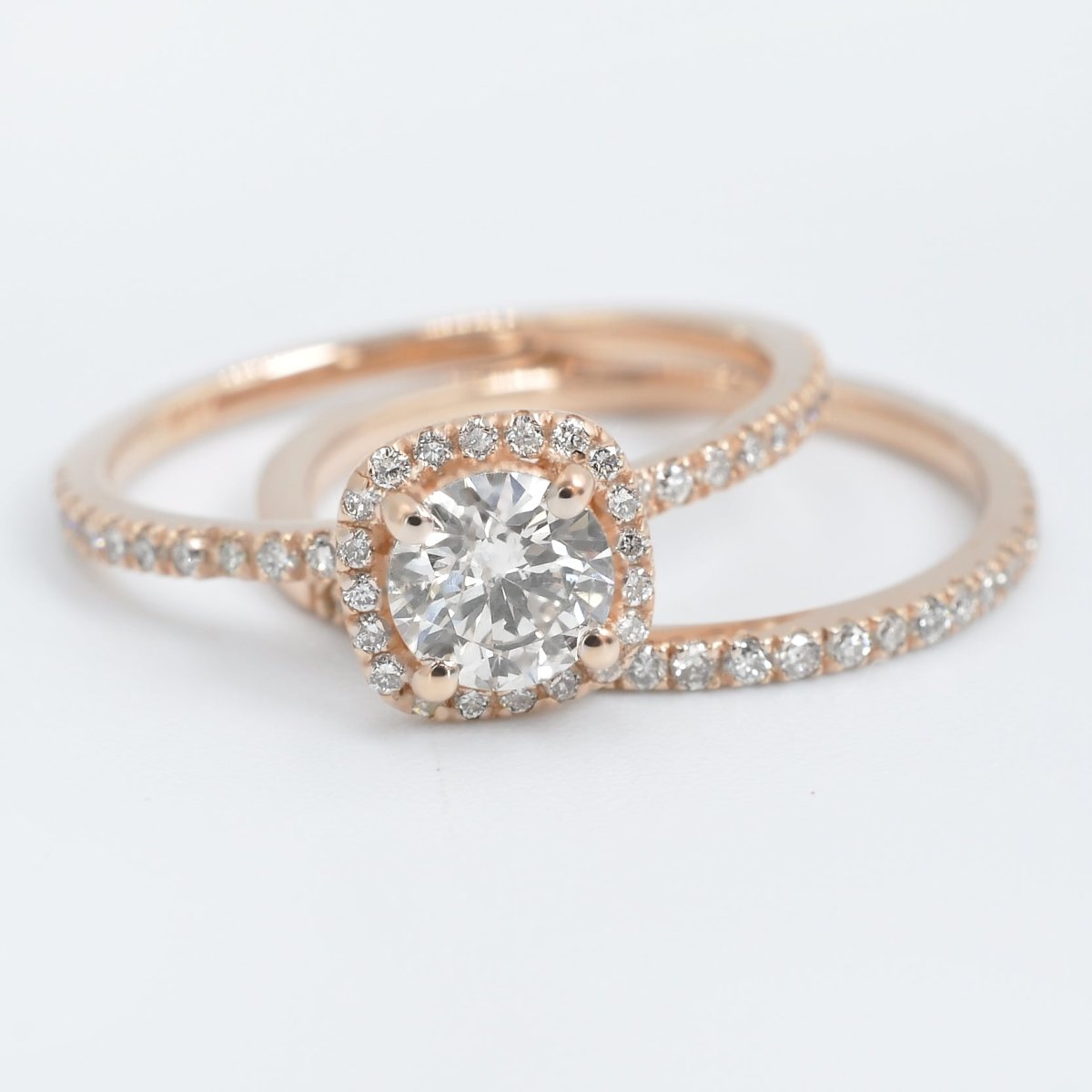 Limited 1.05CT Round Cut Diamond Bridal Set in 14kt Rose Gold - Primestyle.com