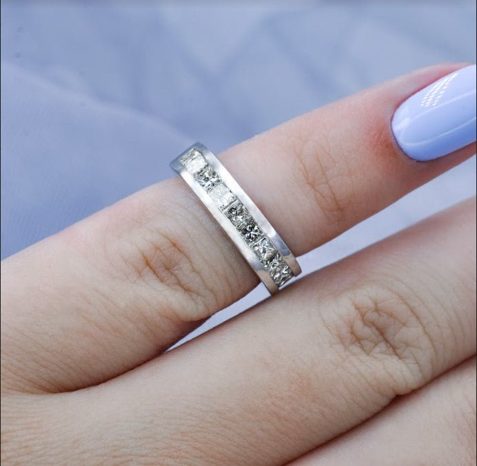 Limited 1.10 CT Princess Cut Diamond Wedding Ring in 14KT White Gold - Primestyle.com