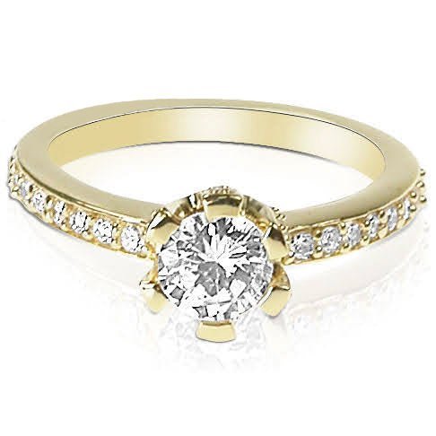 Limited 1.35 CT Round Cut Diamond Engagement Ring in 14KT Yellow Gold - Primestyle.com