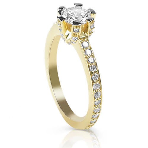 Limited 1.35 CT Round Cut Diamond Engagement Ring in 14KT Yellow Gold - Primestyle.com