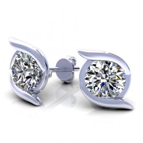 Limited Edition 0.50CT Round Cut Diamond Stud Earrings in 14KT White Gold - Primestyle.com