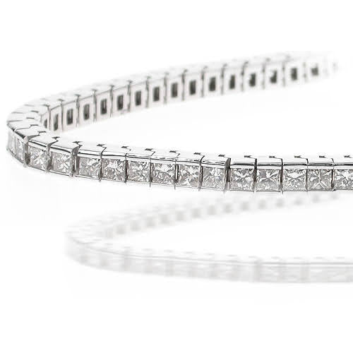 Magnificent 3.80CT Princess Cut Diamond Tennis Bracelet in 18KT White Gold - Primestyle.com