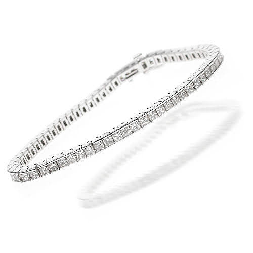 Magnificent 3.80CT Princess Cut Diamond Tennis Bracelet in 18KT White Gold - Primestyle.com