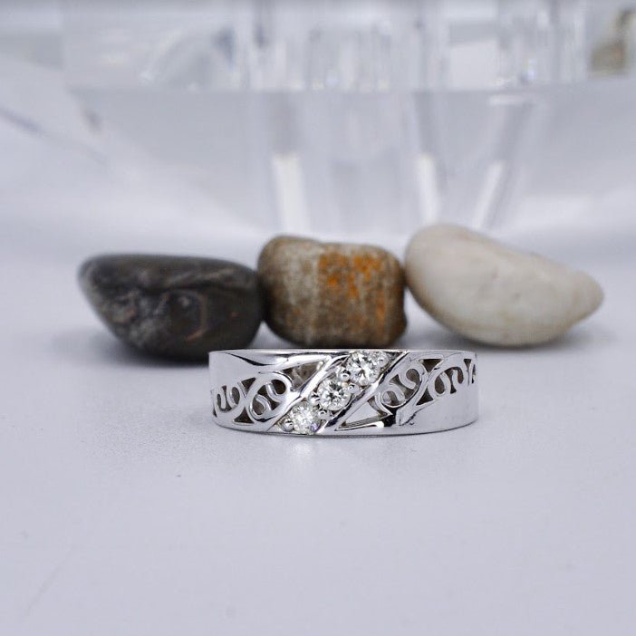 Mesmerizing 0.15 CT Round Cut Diamond Wedding Band in 14KT White Gold