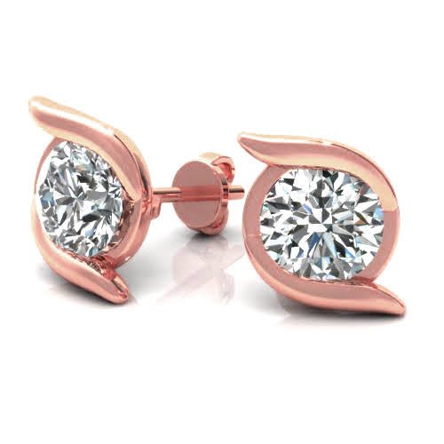 Mesmerizing 0.25CT Round Cut Diamond Stud Earrings in 14KT Rose Gold - Primestyle.com