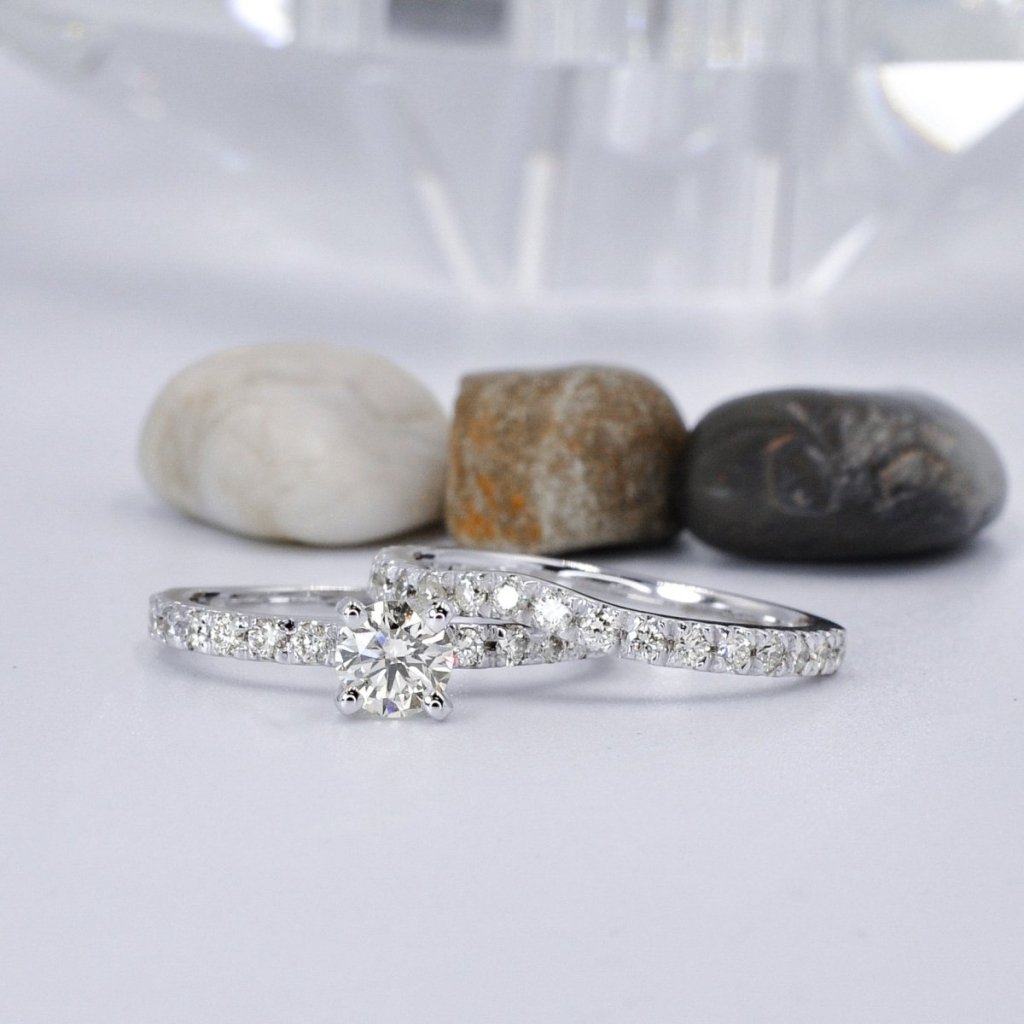 Mesmerizing 1.40 CT Round Cut Diamond Bridal Set in 14KT White Gold