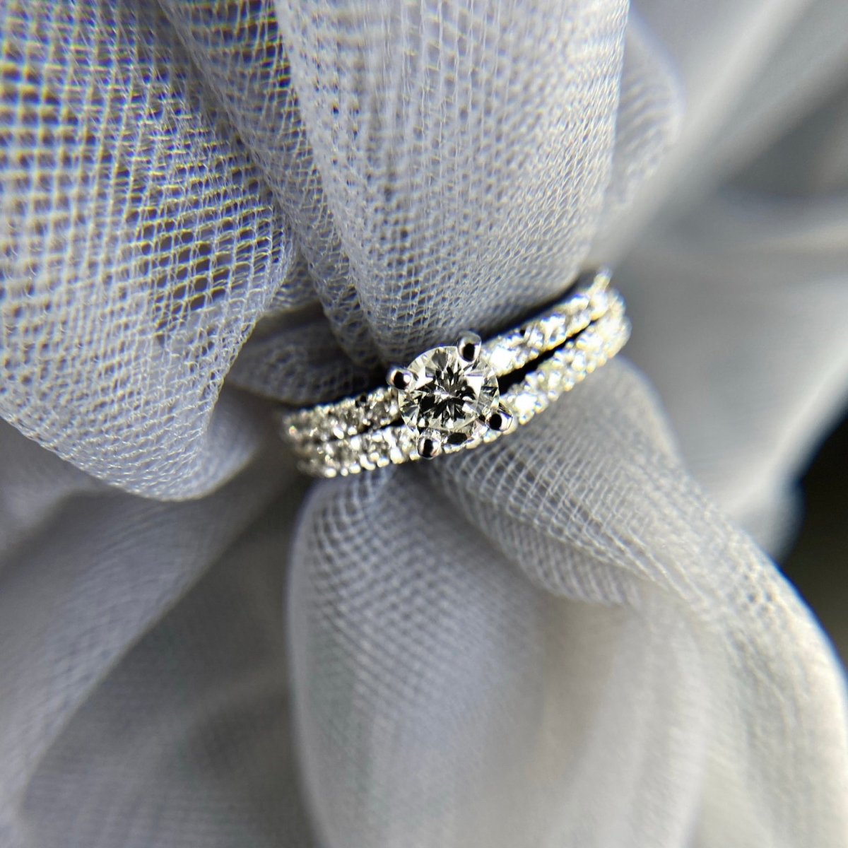 Mesmerizing 1.40 CT Round Cut Diamond Bridal Set in 14KT White Gold