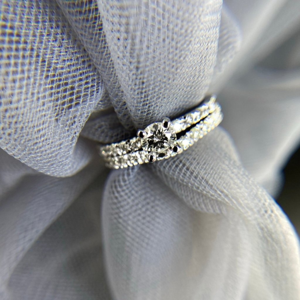Mesmerizing 1.40 CT Round Cut Diamond Bridal Set in 14KT White Gold