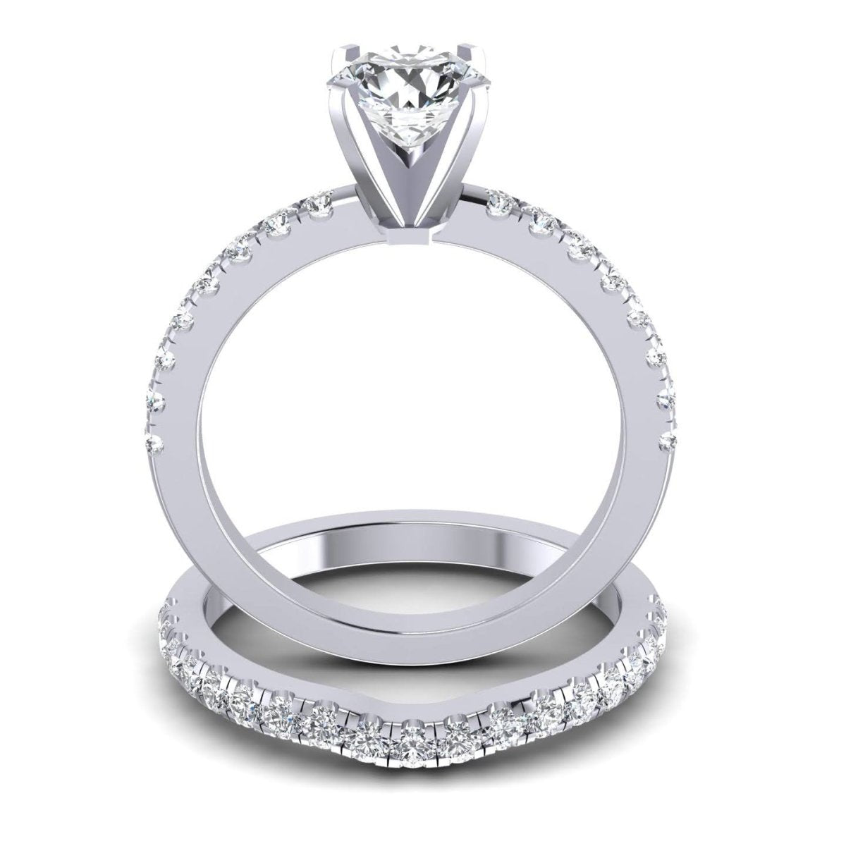 Mesmerizing 1.40 CT Round Cut Diamond Bridal Set in 14KT White Gold - Primestyle.com