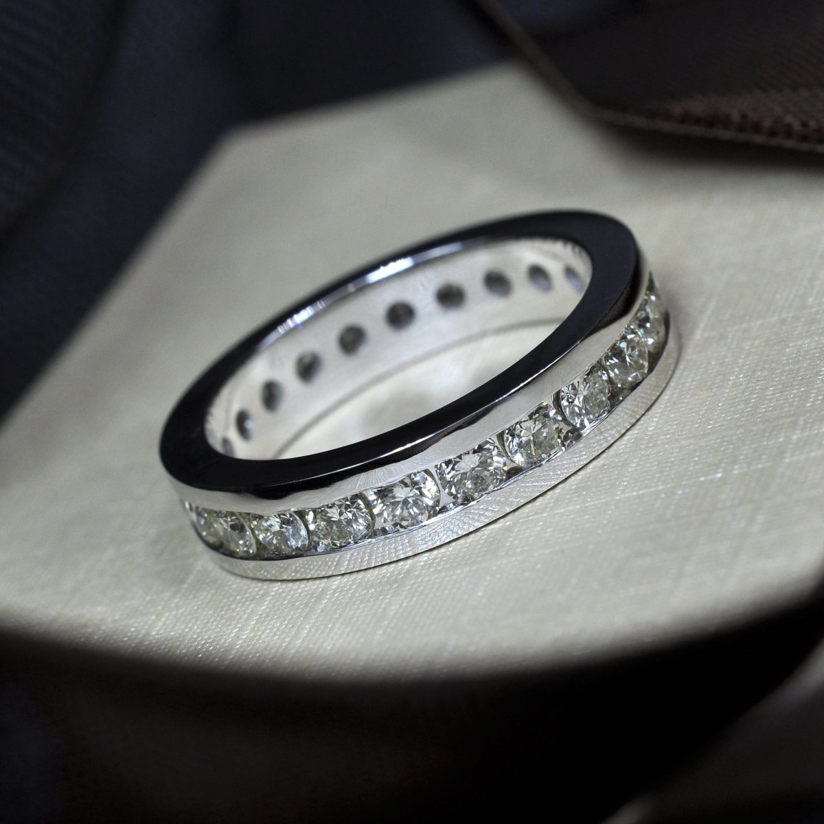 Mesmerizing 4.00CT Round Cut Diamond Eternity Ring in 18KT White Gold - Primestyle.com