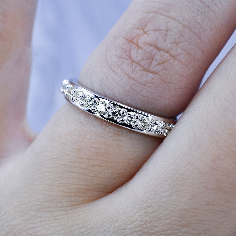 No Risk 0.50 CT Diamond Wedding Band in 14 KT White Gold - Primestyle.com