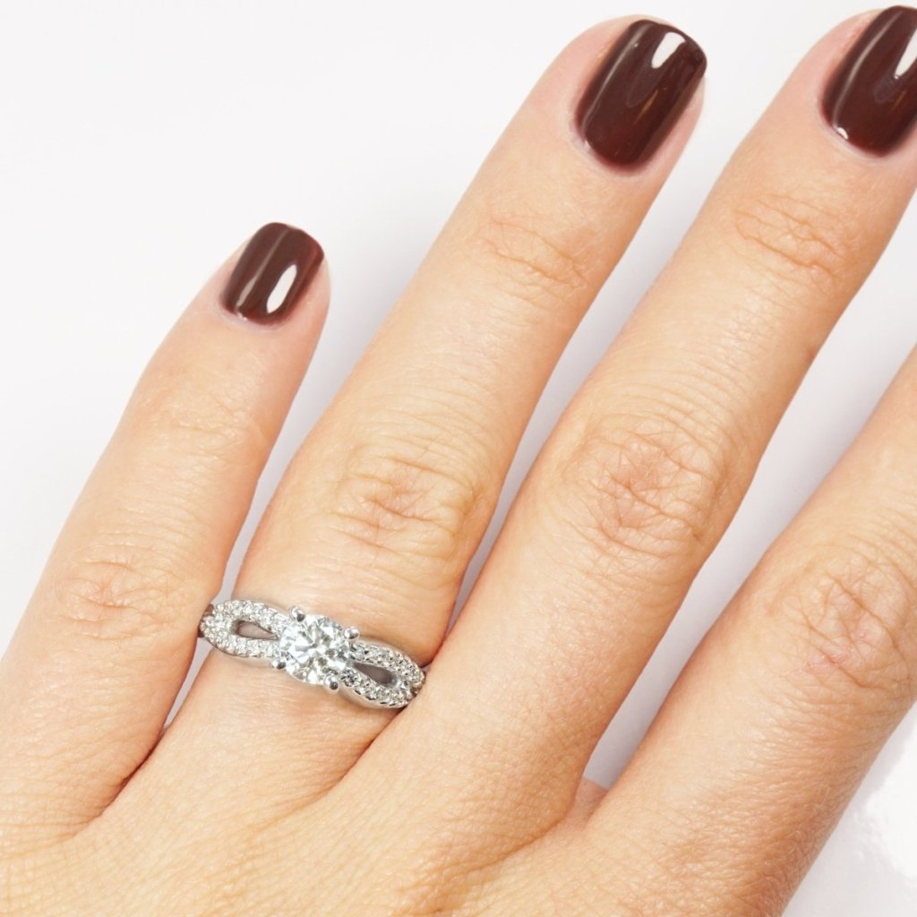 No Risk 0.75 CT Round Cut Diamond Engagement Ring in 14KT White Gold