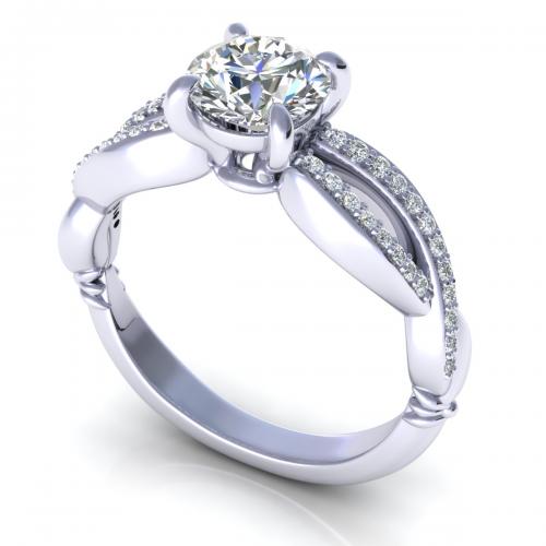 No Risk 0.75 CT Round Cut Diamond Engagement Ring in 14KT White Gold - Primestyle.com