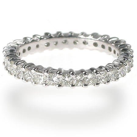 No Risk 1.90 CT Princess Cut Diamond Eternity Ring in 14 KT White Gold - Primestyle.com