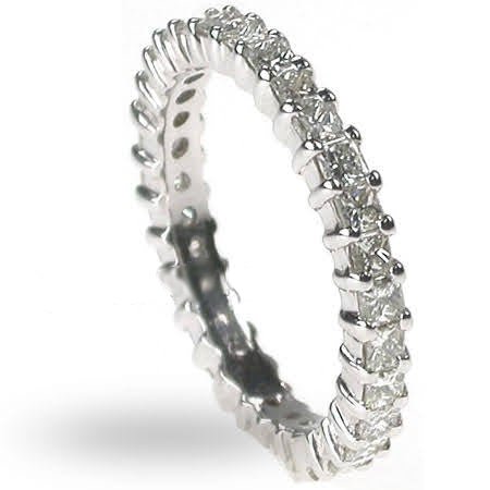 No Risk 1.90 CT Princess Cut Diamond Eternity Ring in 14 KT White Gold - Primestyle.com