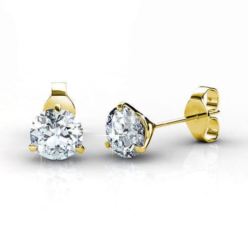 Premium 0.50CT Round Cut Diamond Stud Earrings in 14KT Yellow Gold