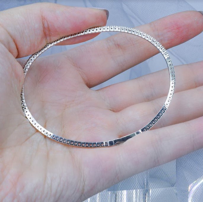 Prestige 0.50CT Round Cut Diamond Flexible Bangle in 14KT White Gold - Primestyle.com