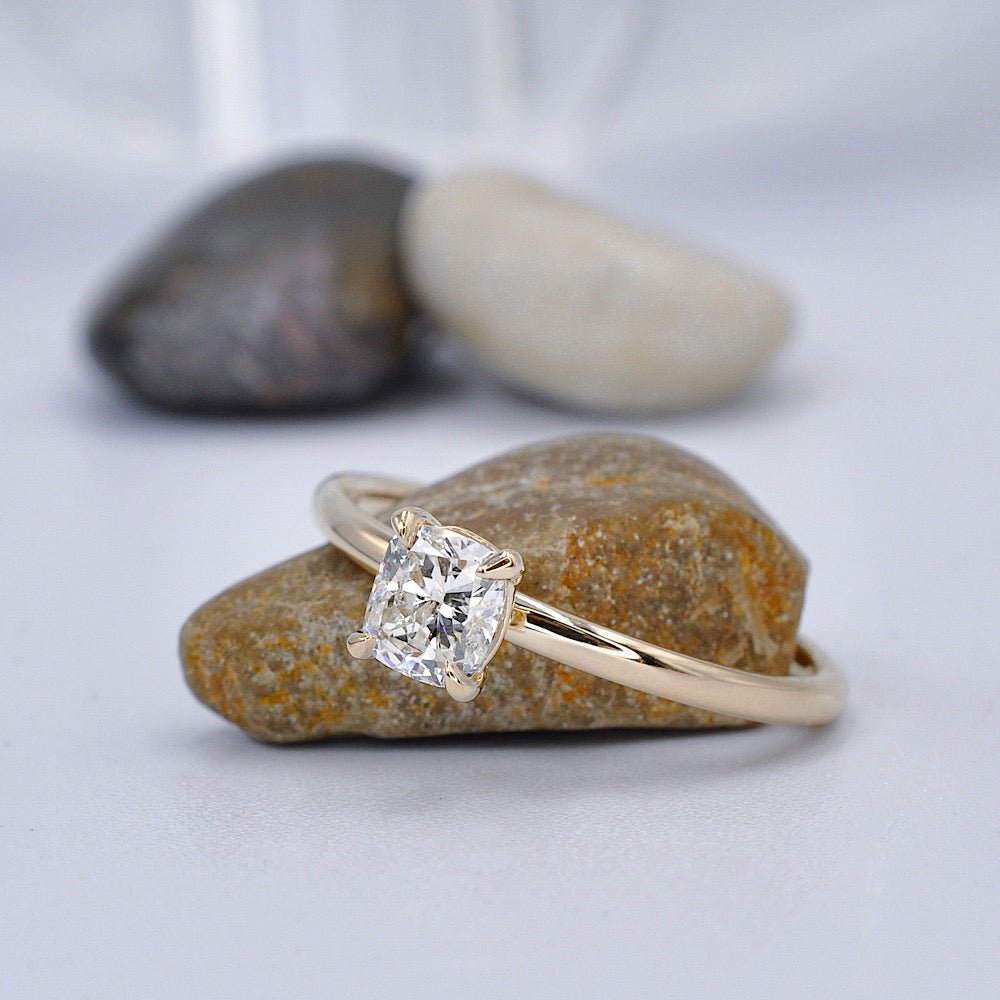 Prestige 0.55CT Cushion Cut Diamond Solitaire Ring in 14KT Yellow Gold - Primestyle.com