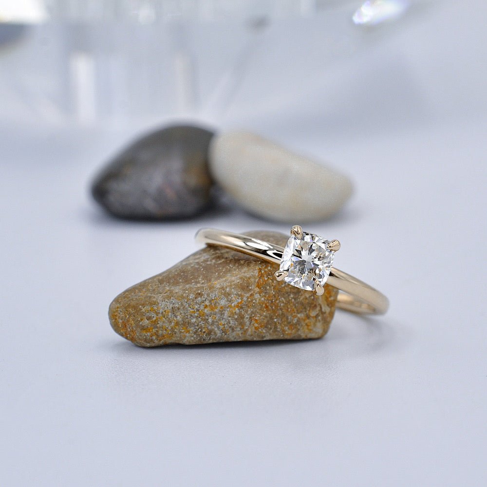 Prestige 0.55CT Cushion Cut Diamond Solitaire Ring in 14KT Yellow Gold - Primestyle.com