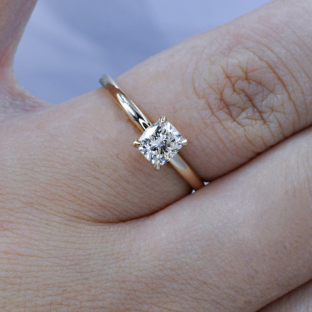 Prestige 0.55CT Cushion Cut Diamond Solitaire Ring in 14KT Yellow Gold - Primestyle.com