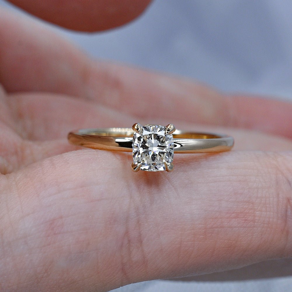 Prestige 0.55CT Cushion Cut Diamond Solitaire Ring in 14KT Yellow Gold - Primestyle.com