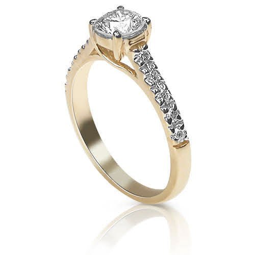 Prestige 1.05CT Round Cut Diamond Engagement Ring in 14KT Yellow Gold - Primestyle.com