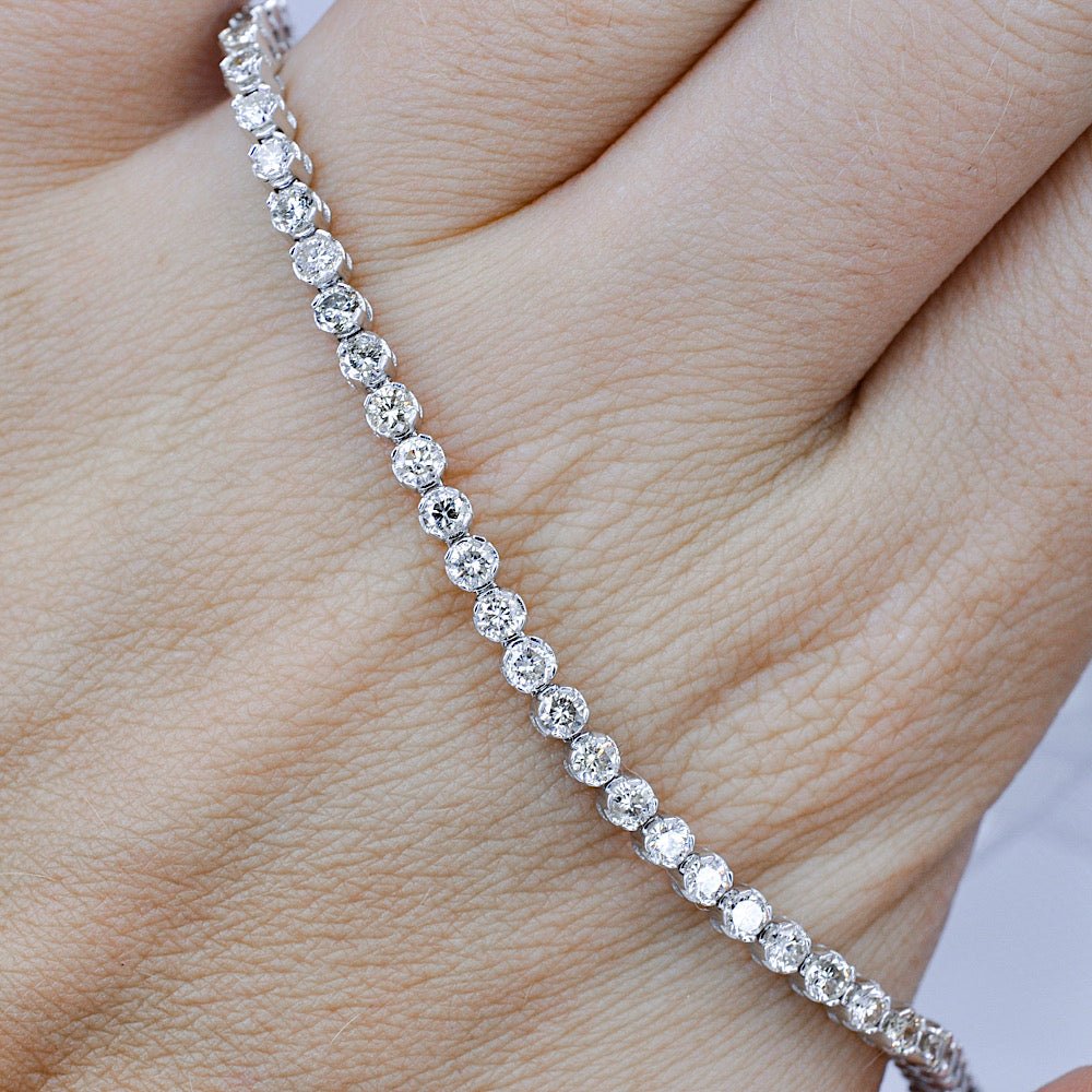 Prestige 3.25CT Round Cut Diamond Tennis Bracelet in 14KT White Gold - Primestyle.com