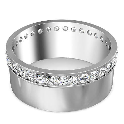Priceless 1.00 CT Round Cut Diamond Mens Wedding Band in 14 KT White Gold